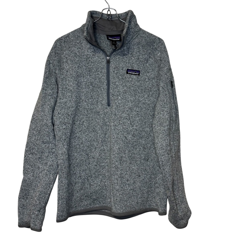 Patagonia Womens Better Sweater 1/4 Zip Pullover Fleece Gray Medium HC Logo